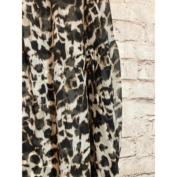 Talbots Silk Top Womens 12 Brown Cheetah Leopard Sheer Animal Print Lightweight - Picture 6 of 13